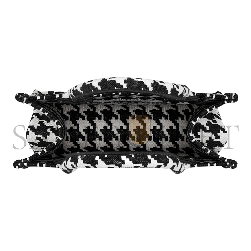 D*or small book tote black houndstooth embroidery m1265ztqt-m911 (26.5*21*14cm)